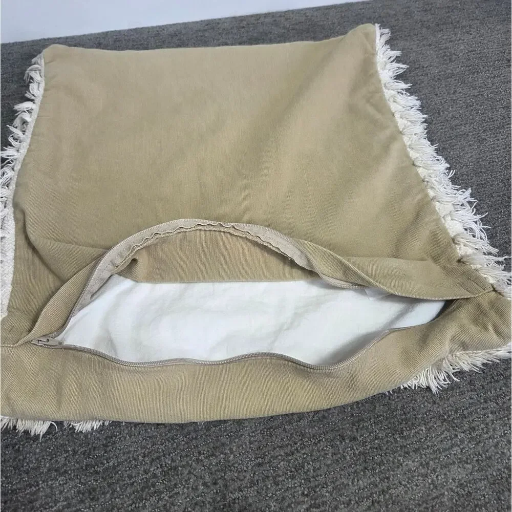 Pottery Barn Boho Cream with Gold Coin Moroccan Wedding Blanket Pillow Covers 2